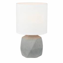 EONLION 27cm Concrete Table Lamp Bedside Light with White Shade in Grey