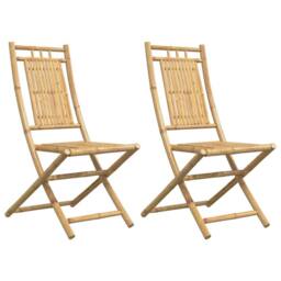 Berkfield Home Beautiful Folding Garden Chairs 2 pcs 46x66x99 cm Bamboo in Brown - Size: 46 x 66 x 99 cm - thumbnail 3
