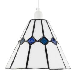 Happy Homewares White Glass Tiffany Pendant Light Shade with Midnight Blue Diamonds - thumbnail 5