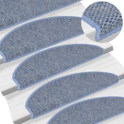 Berkfield Home Stair Mats Self-adhesive Sisal-Look 15 pcs 65x21x4 cm Blue - Size: Medium - thumbnail 1