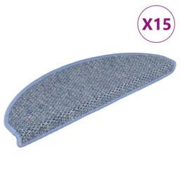 Berkfield Home Stair Mats Self-adhesive Sisal-Look 15 pcs 65x21x4 cm Blue - Size: Medium - thumbnail 2