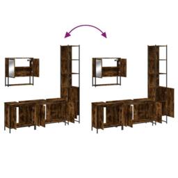 Berkfield Home 4 Piece Bathroom Furniture Set Smoked Oak Engineered Wood in Brown - thumbnail 9