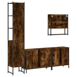 Berkfield Home 4 Piece Bathroom Furniture Set Smoked Oak Engineered Wood in Brown - thumbnail 8