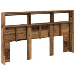 Berkfield Home Headboard Cabinet with LED Old Wood 180x17x102 cm in Brown - Size: 180 x 17 x 102 cm - thumbnail 9