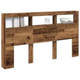 Berkfield Home Headboard Cabinet with LED Old Wood 180x17x102 cm in Brown - Size: 180 x 17 x 102 cm - thumbnail 5