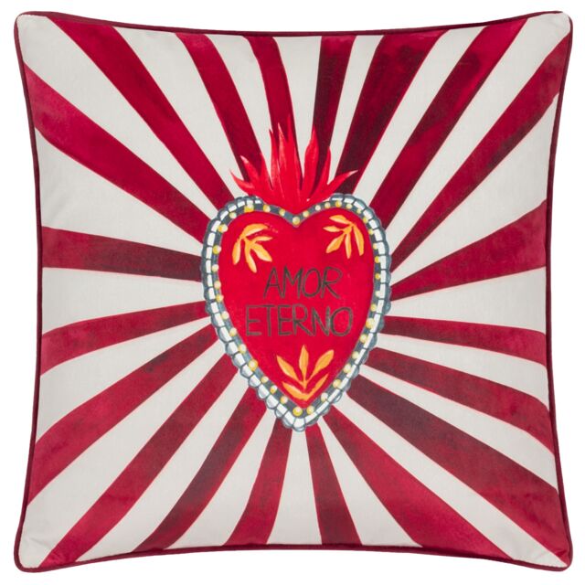 Furn Amor Eterno Velvet Piped Cushion in Red - Size: 45 cm x 45 cm - image 1