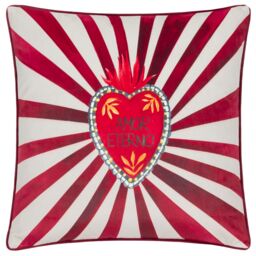 Furn Amor Eterno Velvet Piped Cushion in Red - Size: 45 cm x 45 cm - thumbnail 1