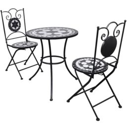 Berkfield Home 3 Piece Bistro Set Ceramic Tile Black & White