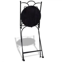 Berkfield Home 3 Piece Bistro Set Ceramic Tile Black & White - thumbnail 6