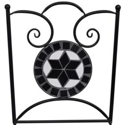 Berkfield Home 3 Piece Bistro Set Ceramic Tile Black & White - thumbnail 4