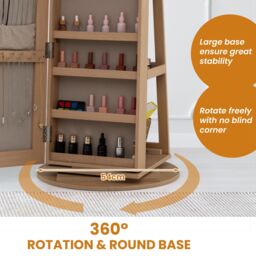 Costway 360° Rotating Jewelry Armoire Standing Jewelry & Makeup Cabinet in Natural - thumbnail 9