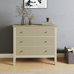 Melody Maison 3 Drawer Chest Of Drawers - Hales Taupe Range in Beige - thumbnail 5