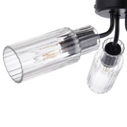 First Choice Lighting Portland - Matt Black with Clear Glass 3 Light Flush Ceiling Fitting - thumbnail 2