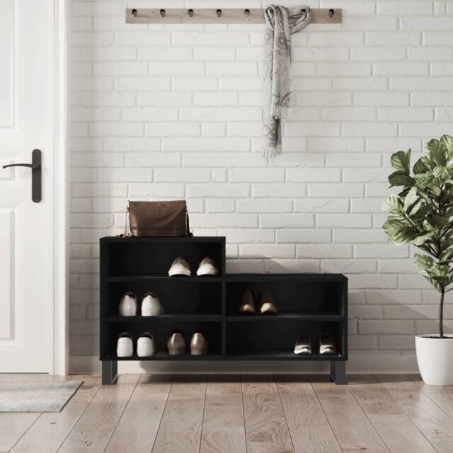 Berkfield Home Shoe Cabinet Black 102x36x60 cm Engineered Wood - Size: 102 x 36 x 60 cm - image 1