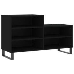 Berkfield Home Shoe Cabinet Black 102x36x60 cm Engineered Wood - Size: 102 x 36 x 60 cm - thumbnail 2