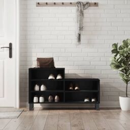 Berkfield Home Shoe Cabinet Black 102x36x60 cm Engineered Wood - Size: 102 x 36 x 60 cm