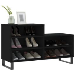 Berkfield Home Shoe Cabinet Black 102x36x60 cm Engineered Wood - Size: 102 x 36 x 60 cm - thumbnail 3