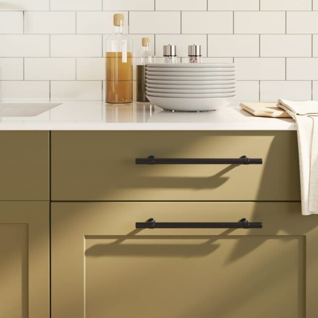 Berkfield Home Cabinet Handles 10 pcs Black 192 mm Stainless Steel - image 1