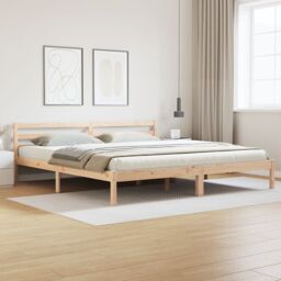 Berkfield Home Bed Frame with Headboard 200x220 cm Solid Wood Pine in Brown