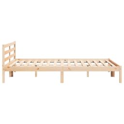 Berkfield Home Bed Frame with Headboard 200x220 cm Solid Wood Pine in Brown - thumbnail 6