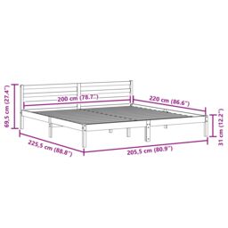 Berkfield Home Bed Frame with Headboard 200x220 cm Solid Wood Pine in Brown - thumbnail 8