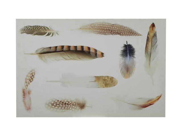 Orsina Feather Wall Plaque, Elegant Wooden Sign With Delicate Feather Illustration, Natural Tones Add Soft, Serene in White - image 1