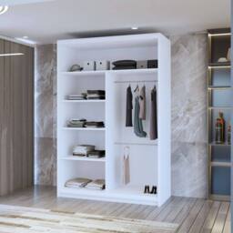Sliding Wardrobes 4U Eden Double Mirror Sliding Door Wardrobe 120cm X 217cm in White - Size: 120 cm X 217 cm - thumbnail 3