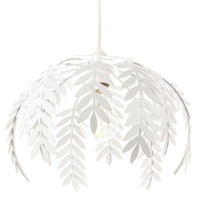Happy Homewares Traditional Fern Leaf Design Ceiling Pendant Light Shade in Shiny in White - image 1