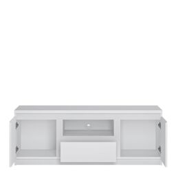 Furniture To Go Fribo 2 Door 1 Drawer 136cm Wide TV Cabinet in White - thumbnail 2