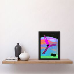 Artery8 NASA Jupiter Juno Mission Psychedelic Artwork Framed Wall Art Print A4 in Black - thumbnail 2