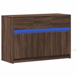 Berkfield Home TV Cabinet with LED Brown Oak 91x34x61 cm Engineered Wood - Size: 91 x 34 x 61 cm - thumbnail 3