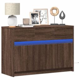 Berkfield Home TV Cabinet with LED Brown Oak 91x34x61 cm Engineered Wood - Size: 91 x 34 x 61 cm - thumbnail 1