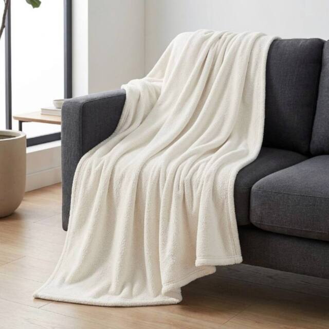 Garden Greatness Ivory Winter Warm Snuggle Throw - Size: 140 cm x 180 cm - image 1
