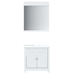 Berkfield Home 2 Piece Bathroom Furniture Set BERG White Solid Wood Pine - thumbnail 2