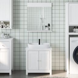 Berkfield Home 2 Piece Bathroom Furniture Set BERG White Solid Wood Pine