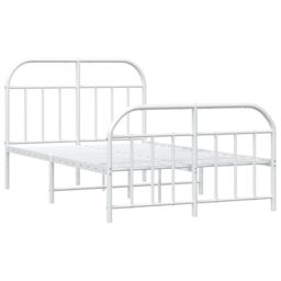 Berkfield Home Metal Bed Frame with Headboard & Footboard White 120x200 cm - Size: Small Double - thumbnail 5