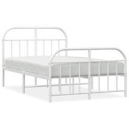 Berkfield Home Metal Bed Frame with Headboard & Footboard White 120x200 cm - Size: Small Double - thumbnail 2