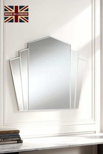 Yearn Mirrors Art Deco Bevelled Fan Mirror 91(w)x 81cm(h) in Silver
