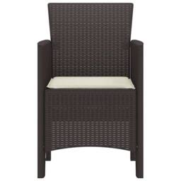 Berkfield Home Garden Chair Set of 4 Brown with cream white cushion - thumbnail 5