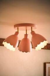ValueLights Millie Metal Flower Style Scallop Adjustable Spotlight Ceiling Light in Pale Pink - thumbnail 2