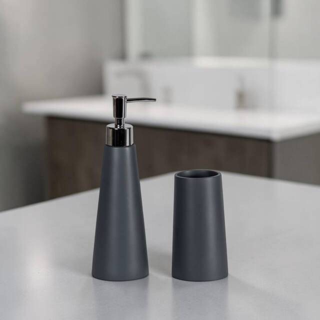 Showerdrape Alto 2 Set - Liquid Soap Dispenser & Tumbler in Grey - image 1