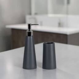 Showerdrape Alto 2 Set - Liquid Soap Dispenser & Tumbler in Grey - thumbnail 1