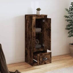 Berkfield Home Highboard Smoked Oak 36x35.5x103.5 cm Engineered Wood in Brown - thumbnail 3