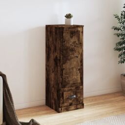 Berkfield Home Highboard Smoked Oak 36x35.5x103.5 cm Engineered Wood in Brown - thumbnail 1