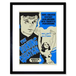 "Artery8 Wall Art Print Burning Question Reefer Madness Blue Vintage Advertising Framed in Black - Size: W7"" x H9""" - thumbnail 1