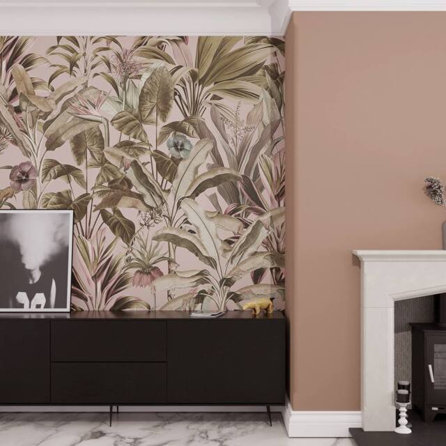 Superfresco Easy Funky Jungle Blush Print To Order 3m x 2.8m Mural in Pink - image 1