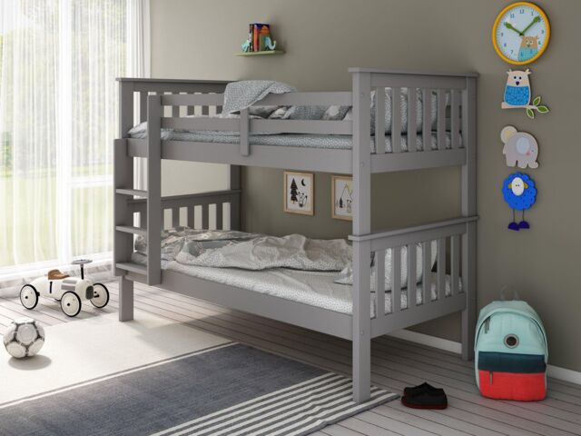 Bedmaster Carra Wooden Single Bunk Bed With Pocket Mattresses in Grey - image 1
