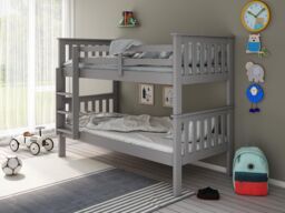 Bedmaster Carra Wooden Single Bunk Bed With Pocket Mattresses in Grey - thumbnail 1