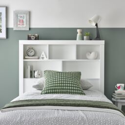 Bedmaster Oscar Wooden Bookcase Ottoman Storage Bed & Cotswold 3000 Pocket Sprung Natural Mattress in White - Size: Single - thumbnail 4