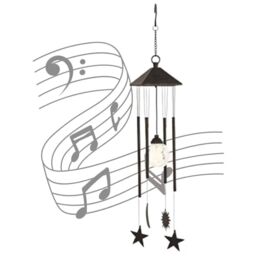 Marco Paul 74cm Black Metal Sun & Moon Solar Wind Chimes - thumbnail 4